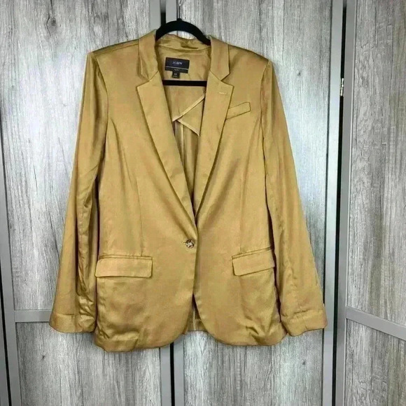 J.Crew Alfie Blazer Sz 16T Tall One Button Blazer Gold Brown Lyocell - Picture 1 of 8